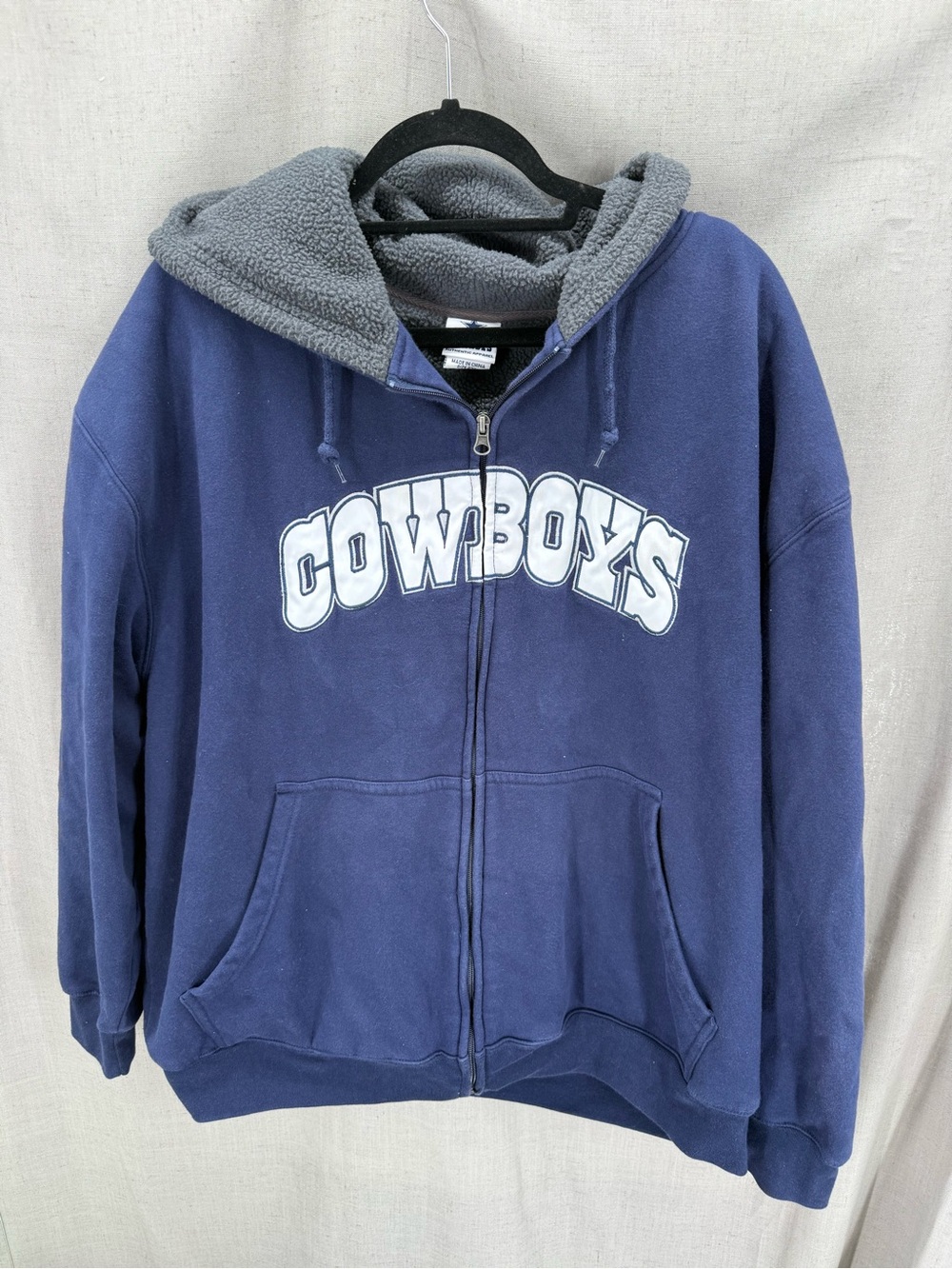 Dallas Cowboys full-zip fleece hoodie blue Sz 2XL.